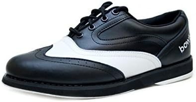 Bowlio Men's and Woman's Strike Classic Leather Bowling Shoes, Groesse US:40 - 7.5;Farbe US:Schwarz Weiss