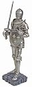 Large Knight in Armor Statue - Wielding Sword and Carrying Shield Adorned with Fleur de Lis Symbols