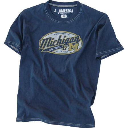 Worldwide Exclusive! Michigan Wrestling Vintage Jersey Tee Navy