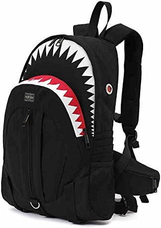 YOU MAIN Big Shark Backpack for Middle School Student School Bag (black)