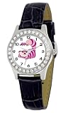 Disney Women's D1499S005 Queen Collection Cheshire Cat Black Leather Strap Watch