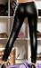 Damen Leggins schwarz Glanz Leder Optik Gr. M/L