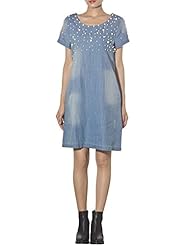Babydoll Beaded Denim  Dress