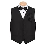 VBH-6B - Black - Formal Vest, Bowtie and Hanky Set