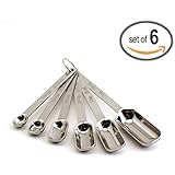 Narrow Stainless Steel Measuring Spoons for Thin, Narrow Mouth Spice Jars (Set of 6) - Commercial Chef's Quality for Baking and Cooking, from 2 Lb. Depot