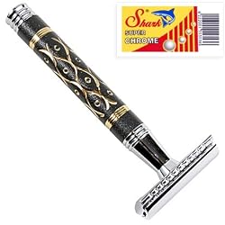 Parker 65R Super Heavyweight Double Edge Safety Razor & 10 Shark Super Chrome Blades