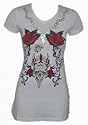 Melis T-Shirt Longshirt/Minikleid ROSE 5225 mit Glitzer Print weiß