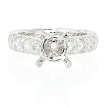 Diamond Antique Style 18k White Gold Engagement Ring Setting
