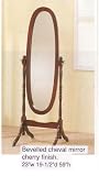 Cherry Finish Wood Queen Ann Style Cheval Floor Mirror
