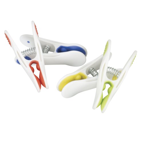 Household Essentials Soft Grip Plastic Clothespins, Assorted Colors, Bag of 12