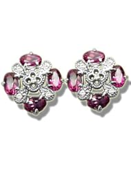 .075 ct 8-5X3 Oval Mystic Pink Topaz Cluster Earrings