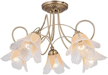 Mikko-5 Lights in the Flower style glass, Antique, Elegant Chandelier (5XE27 MAX.60W)