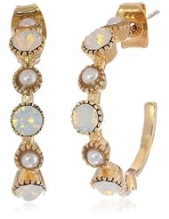 Oroclone "Crystal Luxe" Gold Plated Opal Swarovski Stone J-Hoop Earrings