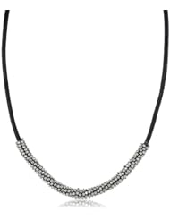 Kenneth Cole New York "Seed Bead Boost" Silver Seed Bead Wrapped Leather Necklace, 20"