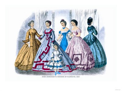 Mme. Demorest's Mirror of Fashions, 1840 Stretched Canvas Poster Print, 12x16