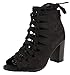 Delicious Women's Hewitt Faux Suede Lace Up Thick Crisscross Lace Stacked Heel Ankle Bootie