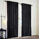 2 NEW VELVET CURTAIN PANELS - 84 LONG , BLACK by Brown's Linens and Window Coverings