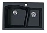 Swanstone QZED-3322.170 33-Inch by 22-Inch Granite Drop-In Double Bowl Kitchen Sink, Espresso