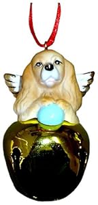 #!Cheap Cute Christmas Holiday Cocker Spaniel Dog Gold Ornament Bell Figurine