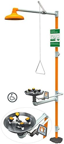 Guardian GBF1909 Stainless Steel Barrier Free Safety Station with Wide Area Eye/Face Wash and Plastic Shower Head