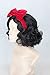 Topcosplay Women Wig Black Short Curly Cosplay Wigs with Bow Headband Halloween Costume Party Wigs