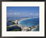 Aerial View of Hotel Area of Resort, Cancun, Yucatan, Mexico, Central America Framed Art Poster Print by Robert Harding, 22x18