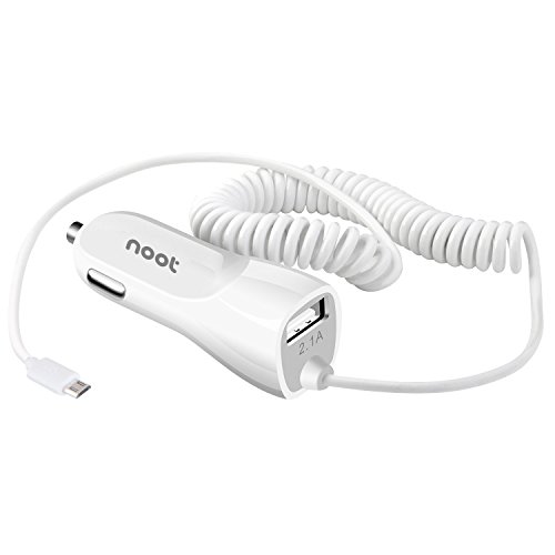 HTC One M9 Car Charger, NOOT PRODUCTS® 5ft Ultra Fast Micro USB Coiled Retractable Car Charger with Smart-Q Technology, USB Port also Compatible with Apple iPhone | Samsung Galaxy | Google Nexus | Motorola | Nokia | HTC | Amazon Fire and Many More - 24 Month Warranty