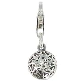 Les Poulettes Jewels - Charm Sterling Silver - Ball with Arabesques - with Lobster Clasp