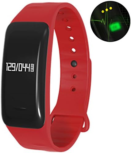 Mynike Smart Heart Rate Monitor Watch Intelligent Dynamic Blood Oxygen Blood Pressure Minitoring Smart Bracelet Wristband Activity Tracker Pedometor Fitness Tracker for Android IOS (Red)