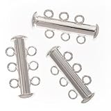 Silver Tone Tube Clasp 21mm Three Rings Strands (3)
