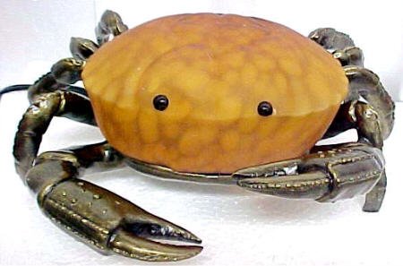 Amber Stained Glass Crab Lamp with Bronzed Metal Base 41r6SRZCuyL Amber Stained Glass Crab Lamp with Bronzed Metal Base