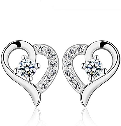 Tyzon Solid 925 Sterling Silver Heart Design Women Sterling Silver Stud Earrings