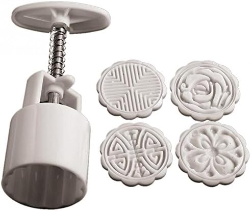 Ixiang Mooncake Decoration Mold 50g Flowers Round 4 Stamps DIY