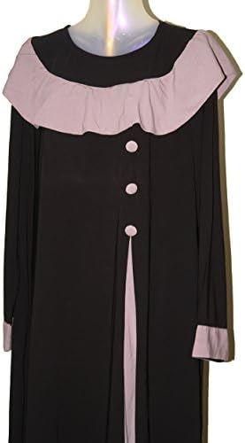 Dubai Abaya Women's Dress Royal Black in Coffee Trim on Bust and Sleeves