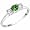 14K White Gold Round 3 Stone Emerald and Diamond Ring (0.45 ctw) - Size 6