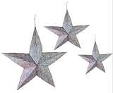 Rustic Brown Whitewashed Metal Barn Star Wall Decor (set of 3)