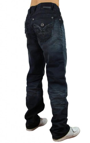 Affliction Men's Grant Basque Flap Revelry Loose Fit Denim Jeans