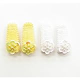 ベビー マジックテープ スパンコール フラワー  パッチンどめ セット (白・イエロー )