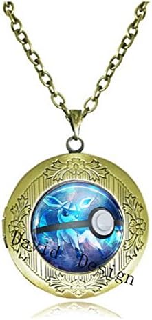 Superb Jewelry® Glaceon Pokeball Necklace Locket // Pokemon Eeveelutions Jolteon Flareon Vaporeon Umbreon Leafeon Sylveon // Gift Idea // Gamer Gear A44
