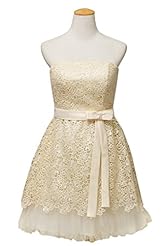 Petite Strapless  Lace Bridesmaid Dress/Prom Dress/Mini Dress  With a Bow(s)