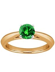 0.80 Ct Round Green SI1/SI2 Diamond 18K Yellow Gold Solitaire Ring