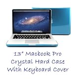 Aqua Blue Crystal Macbook Pro Case (for 13 inches) - With TPU Transparent Protective Keyboard Cover