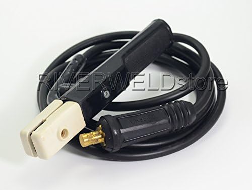 RIVERWELD Arc Welding Electrode Holder 300Amp and Wire 25mm² Connector Cable Plug Lead DKJ35-50mm² 5 Meters 15Feet for Manual MMA Arc Welding