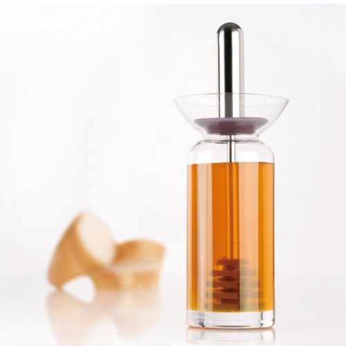 Danesco Icon Concepts Honey Pot with Dipper Glass and Stainless Steel