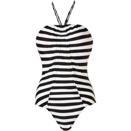 Volcom Stark Mark One Piece Swim Suit - Women's Stripe Black, M