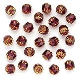 Czech Cathedral Beads 6mm Amethyst / Gold Ends (X25)