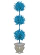 5' Pre-Lit Blue Tinsel Triple Ball Potted Topiary Tree - Blue Lights