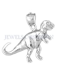 Rhodium-Plated 925 Sterling Silver T-Rex Dinosaur Pendant