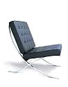 Barcelona Chair & Ottoman Set, Black.  100% Italian Leather. 45-day Money-back Guarantee.