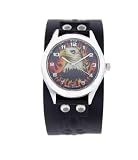 Biker Eagle Watch With Black Leather Cuff Band US-W0972